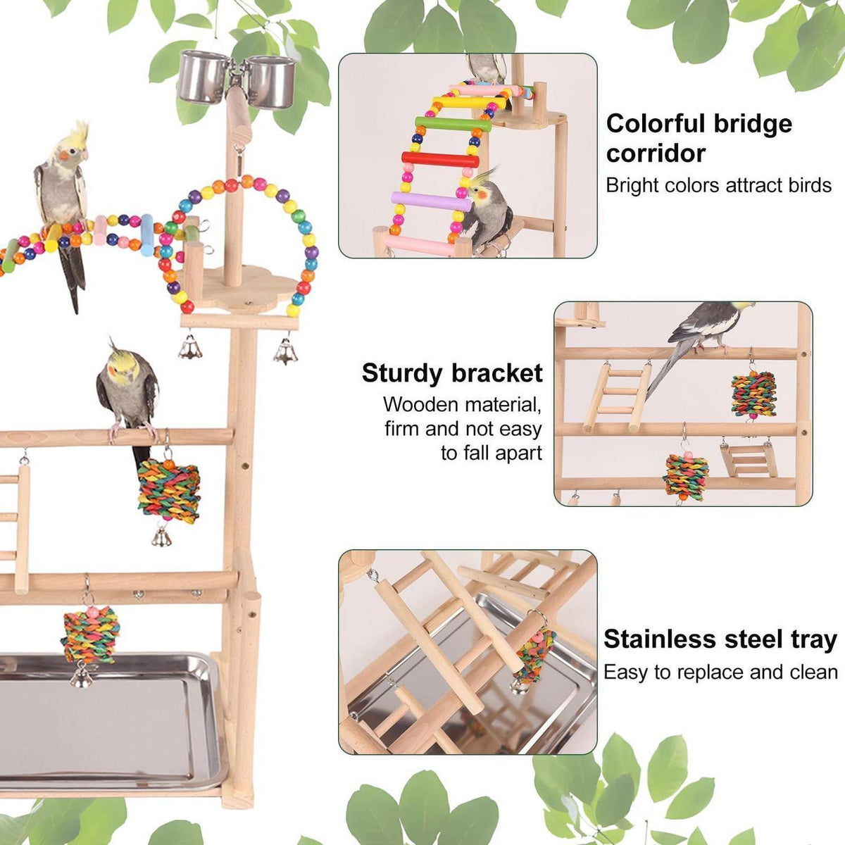 Großer Vogelspielplatz mit Schaukel & Zubehör für Wellensittich