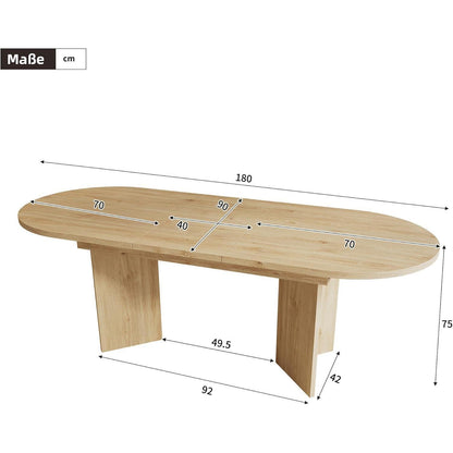 Ausziehbarer Esstisch Holz Eiche 140-180 cm