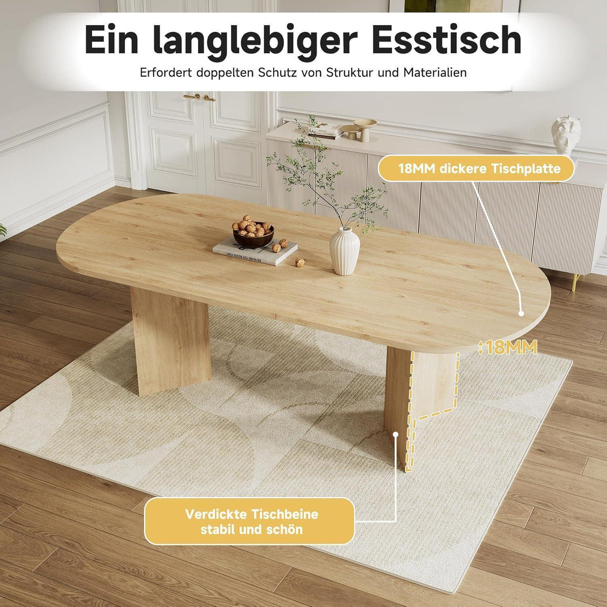 Ausziehbarer Esstisch Holz Eiche 160-200 cm – Familie & Gäste