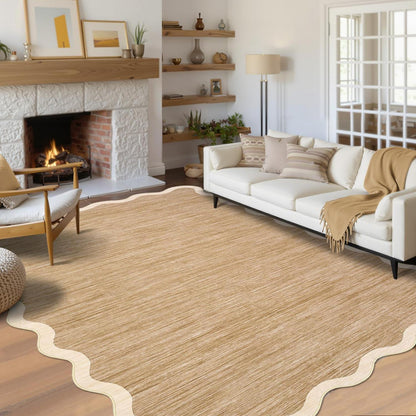 Waschbarer Esszimmerteppich Scalloped Taupe/Beige 160x230 cm