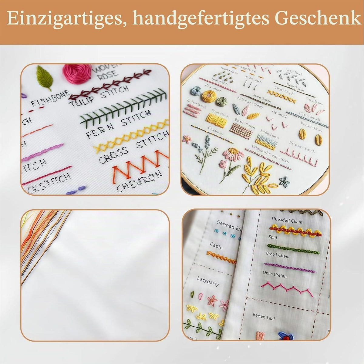 Sticken Set Erwachsene - DIY Stitch Book auf Leinenstoff