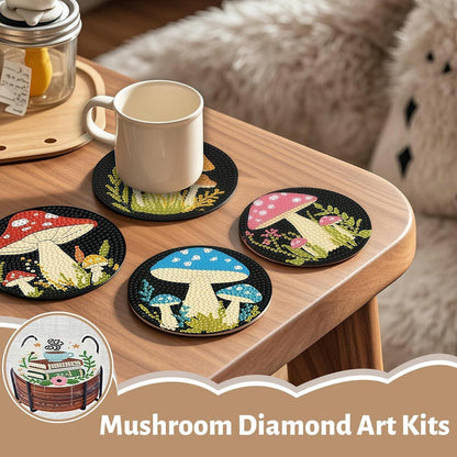 Diamant Painting Untersetzer Set – 8 Pilzformen zum Basteln