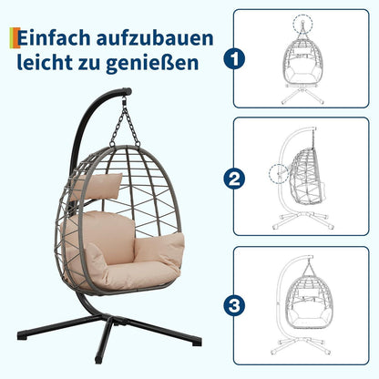 Rattan Hängesessel mit Gestell – Outdoor & Indoor Komfort