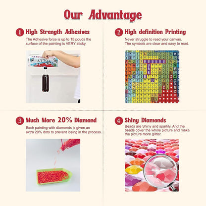Diamant Painting Bücherregal 5D DIY Mosaik Bild Erwachsene Anfänger