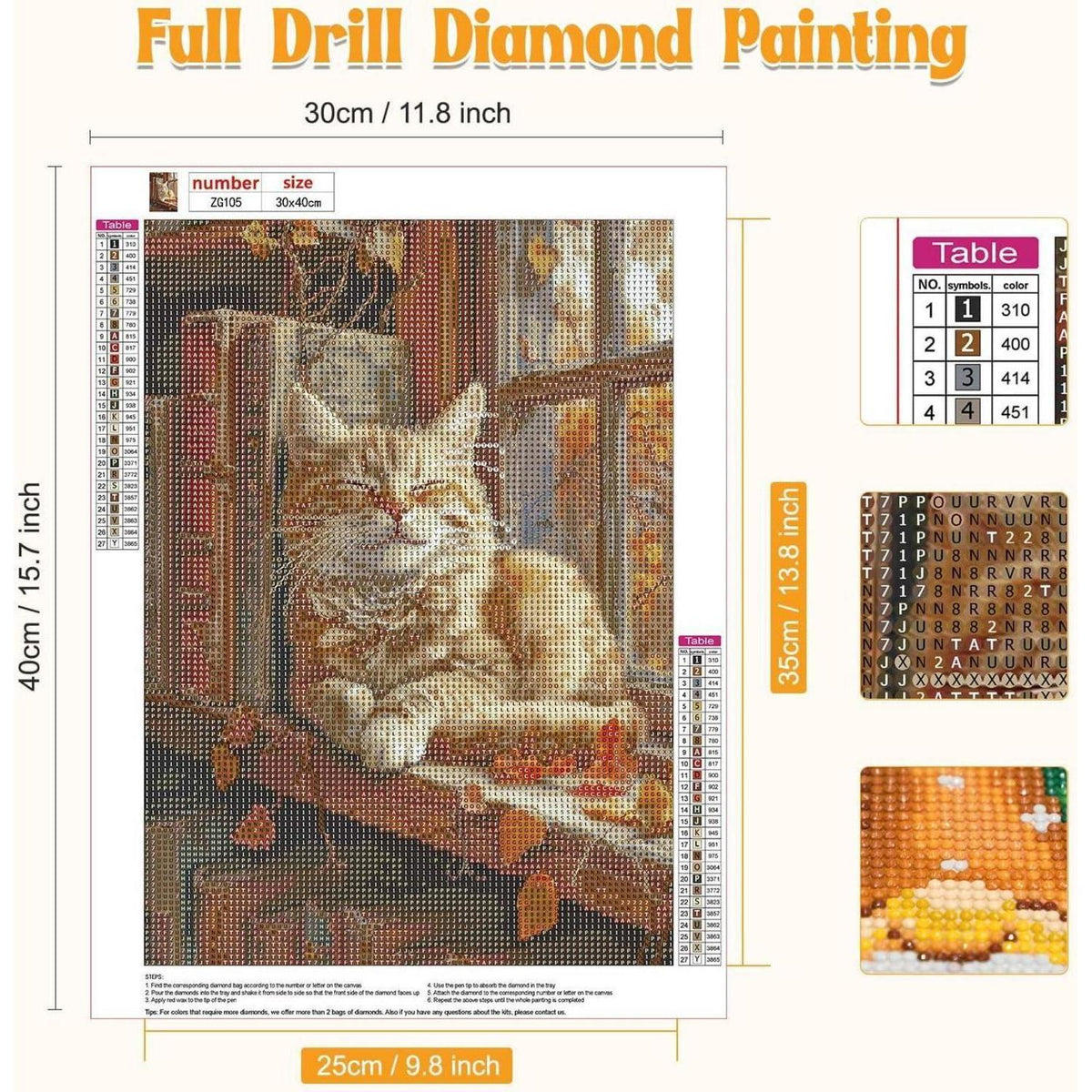 5D Diamant Painting Katze – DIY Mosaik Set für Erwachsene & Anfänger