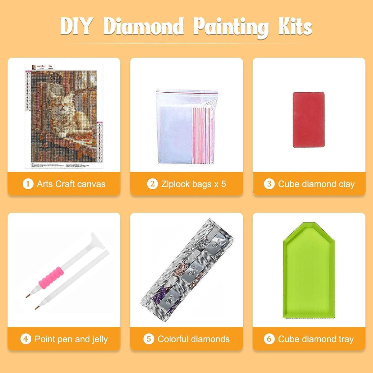 5D Diamant Painting Katze – DIY Mosaik Set für Erwachsene & Anfänger