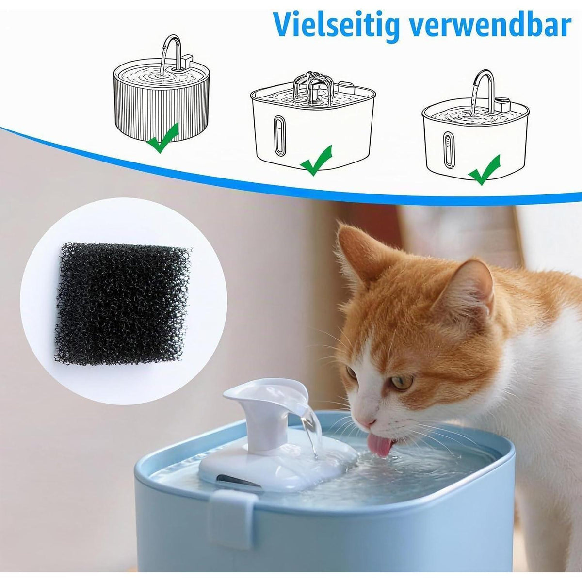 30x Ersatzfilter für Katzenbrunnen – Trinkbrunnenfilter Schaumstoff