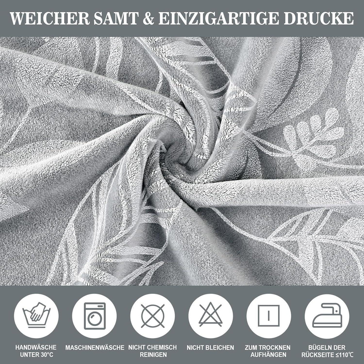 Samt Stuhlhussen 6er Set – Elastische Esszimmer Hussen Hellgrau
