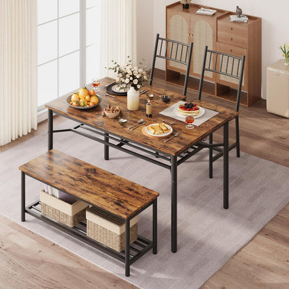 Essgruppe 4-teilig Industrial Braun mit Stauraum