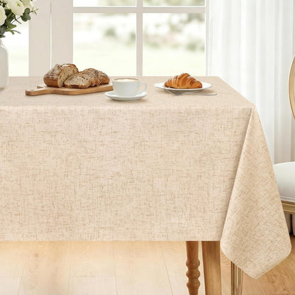 Abwischbare Tischdecke 80x80 cm Beige – Wasserdicht & Leinenoptik