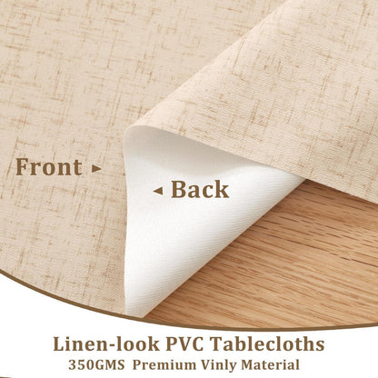 Abwischbare Tischdecke 80x80 cm Beige – Wasserdicht & Leinenoptik
