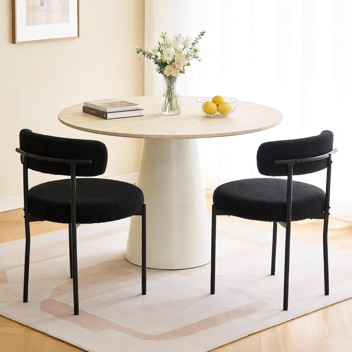 Mid-Century Esszimmerstühle im 4er Set mit Teddy Fleece