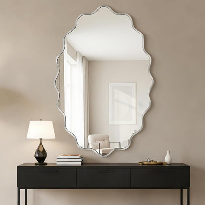 Wavy Ovaler Wandspiegel mit Aluminiumrahmen – 75x55 cm