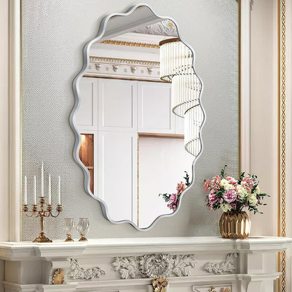 Wavy Ovaler Wandspiegel mit Aluminiumrahmen – 90x60 cm