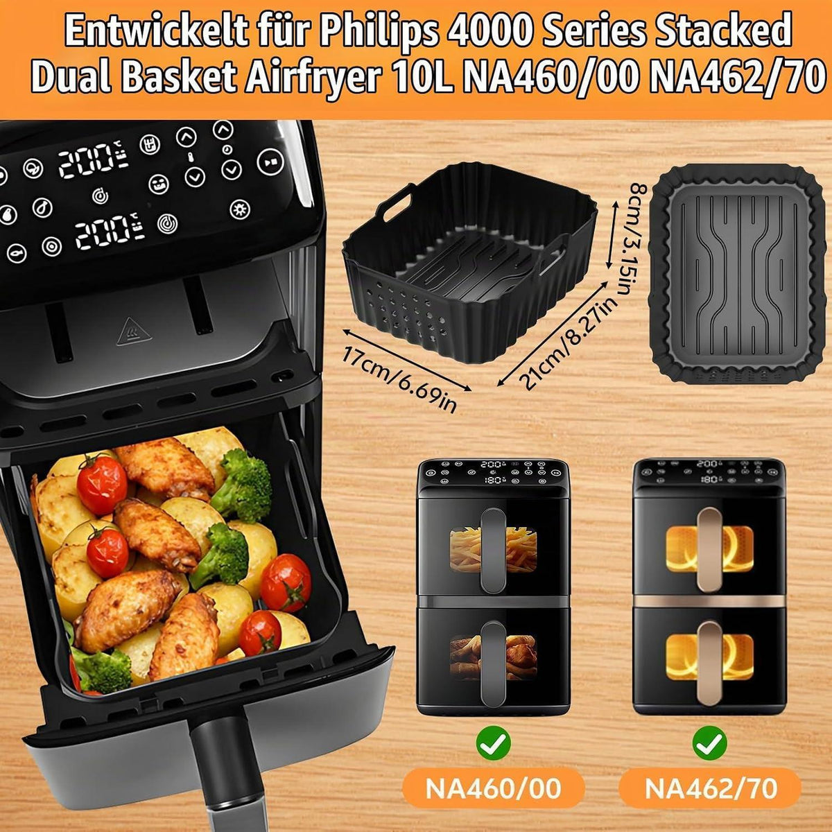 Silikonform für Heißluftfritteuse – Philips Airfryer 4000 Serie
