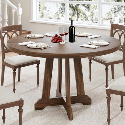 Runder Esstisch Holzrahmen Industrial Design | 4-6 Personen | Walnuss Goldene Phoebe