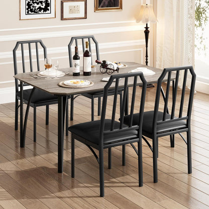Esszimmer-Set Grau 5-teilig: Esstisch & 4 gepolsterte Stühle