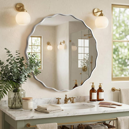 Wavy Rundspiegel mit Aluminiumrahmen – 80x80 cm