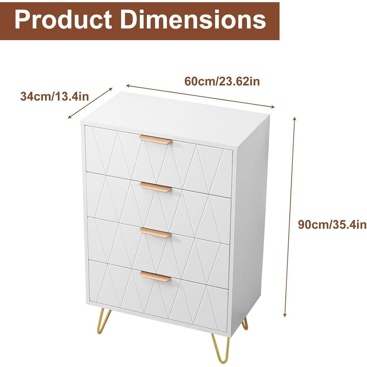 Weiße Kommode mit 4 Schubladen – Schlafzimmer & Wohnzimmer