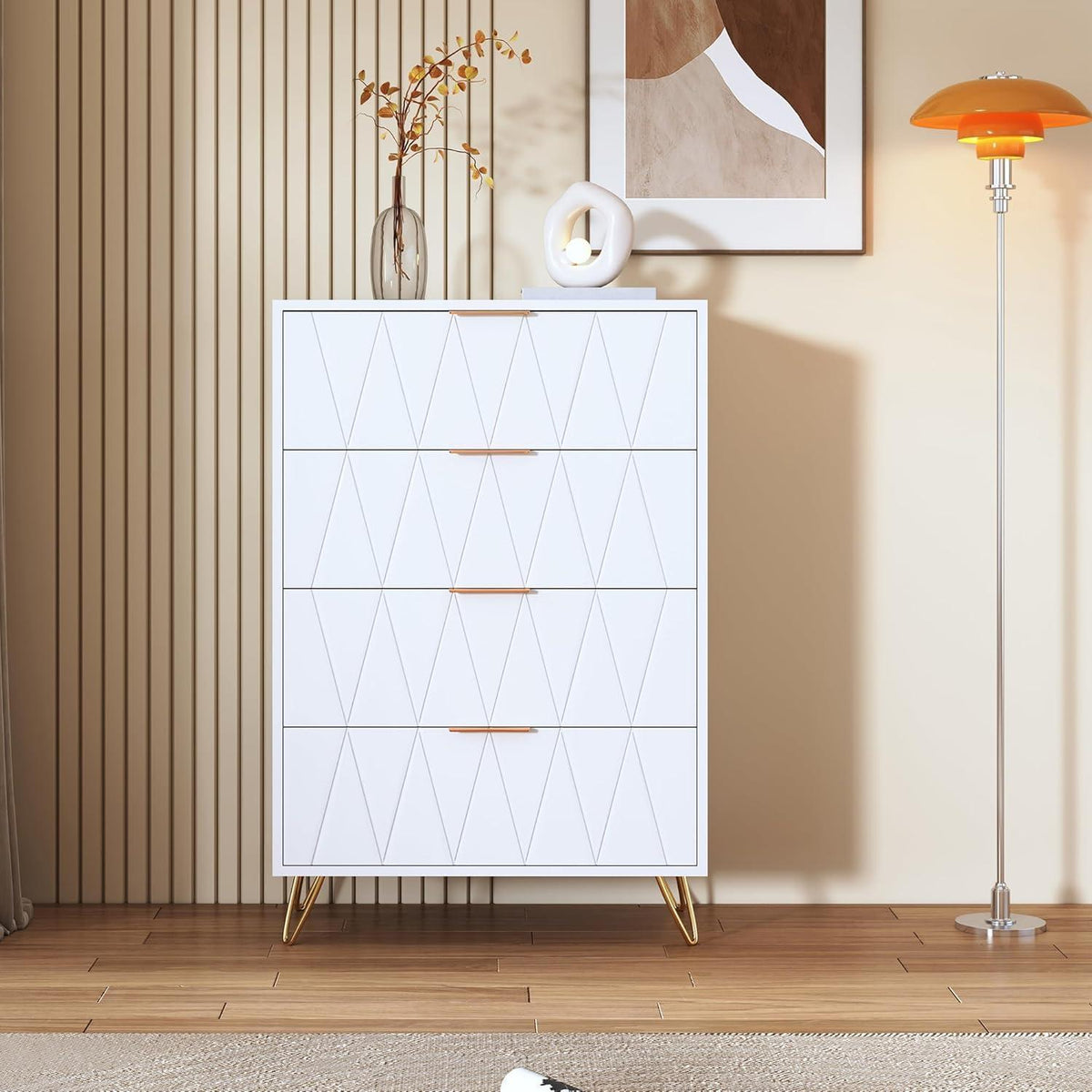 Weiße Kommode mit 4 Schubladen – Schlafzimmer & Wohnzimmer