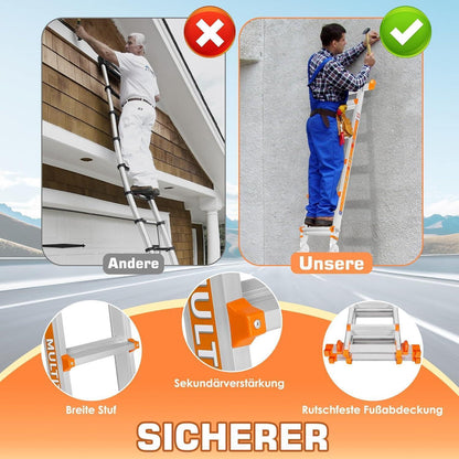 6m Ausziehleiter mit Stabilisator & Rollen – Vielseitig & Sicher
