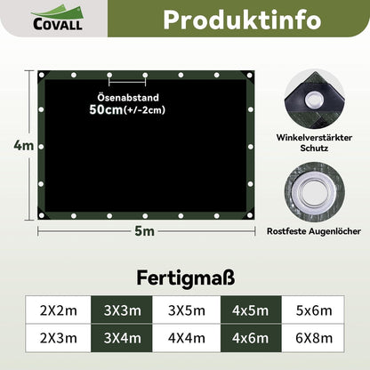 Schwerlast-Abdeckplane 4x5m – Wasserdicht, UV-Beständig & Reißfest