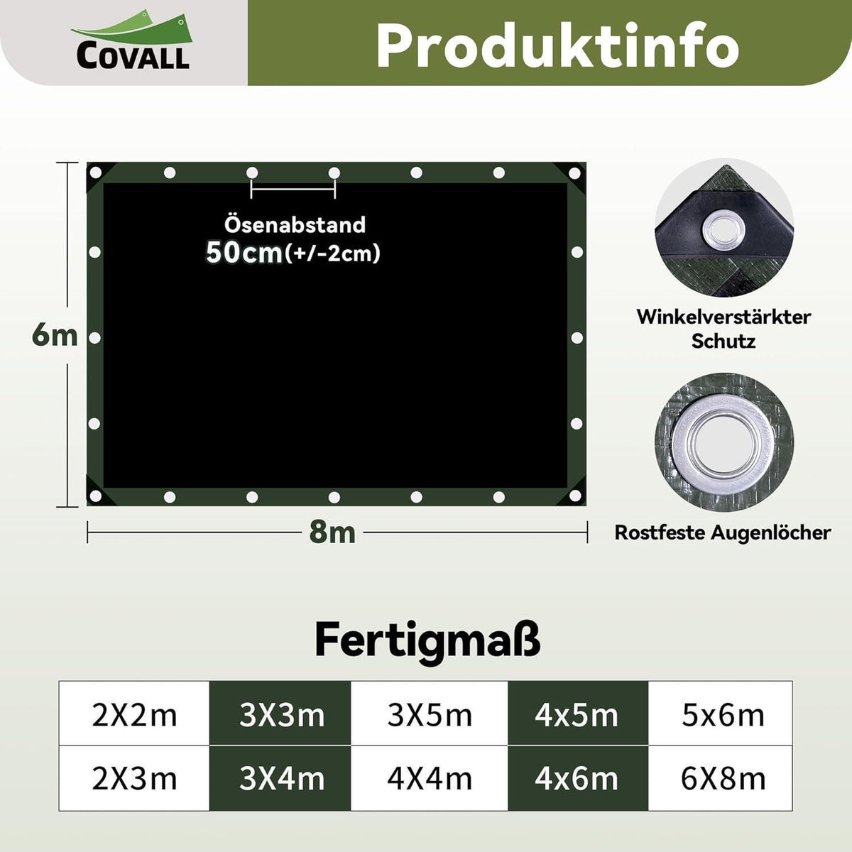 Schwerlast-Abdeckplane 6x8m – Wasserdicht, UV-Beständig & Reißfest
