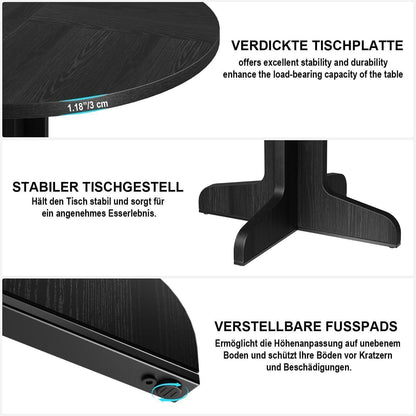 Runder Esstisch 120cm Holzfuß Schwarz – Modern & Vielseitig