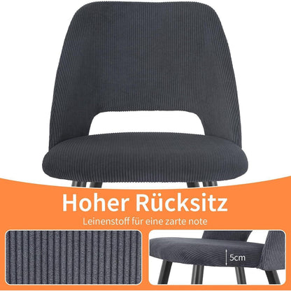 6 Esszimmerstühle mit Cordstoff – Schwarz, Ergonomisch & Robust