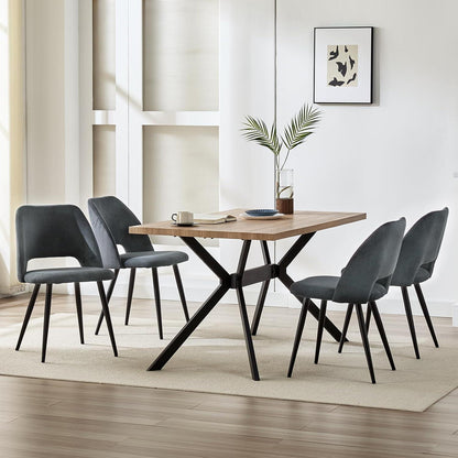 6 Esszimmerstühle mit Cordstoff – Schwarz, Ergonomisch & Robust