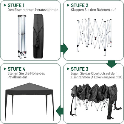 3x3m Faltpavillon – Wasserdicht, Stabil & UV-Schutz für Garten & Camping