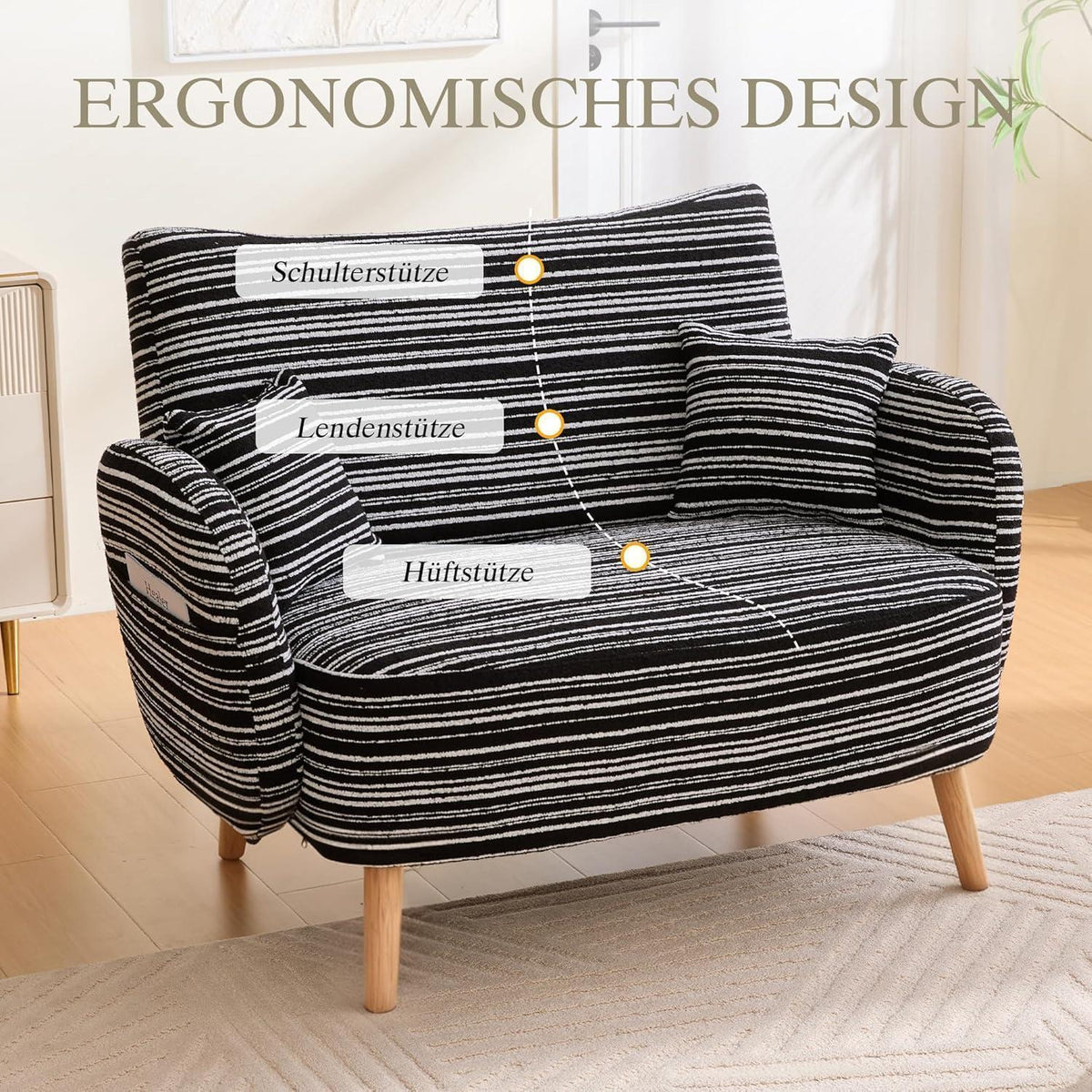 Ohrensessel Relaxsessel Schwarz – Bequemer Lesesessel mit Stauraum