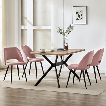 2er Set Esszimmerstühle Rosa Cordstoff, Ergonomisch & Robust