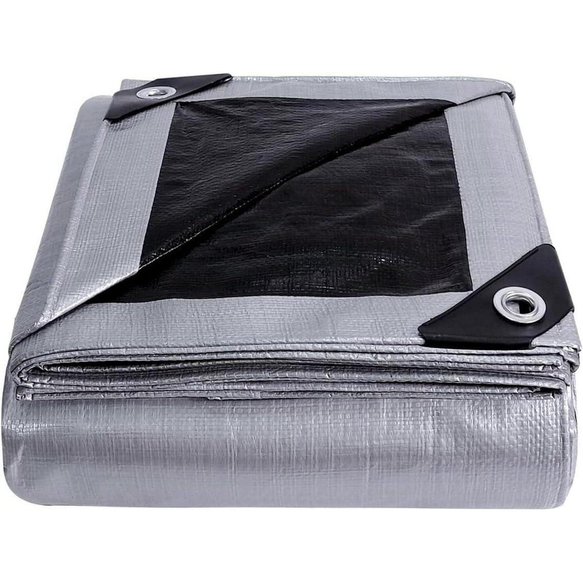 Wasserdichte Abdeckplane 6x8m – LKW Plane, Silber/Schwarz