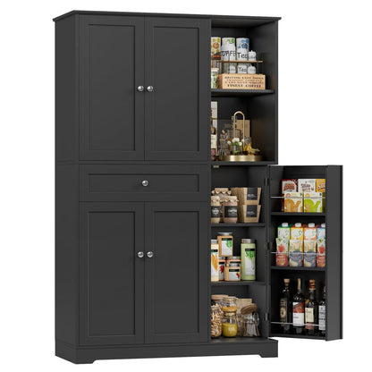Küchenschrank mit Gewürzregal & 5 Türen – Buffet & Hochschrank Schwarz