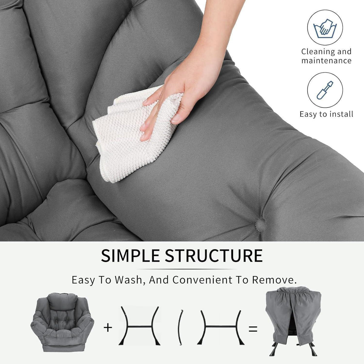 Clevich Ohrensessel mit Hocker – Bequemer Lazy Chair für Wohnzimmer