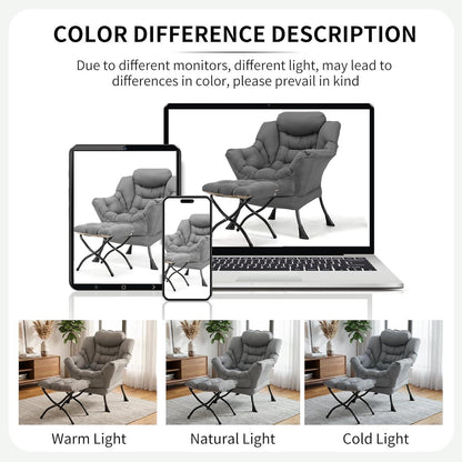 Clevich Ohrensessel mit Hocker – Bequemer Lazy Chair für Wohnzimmer