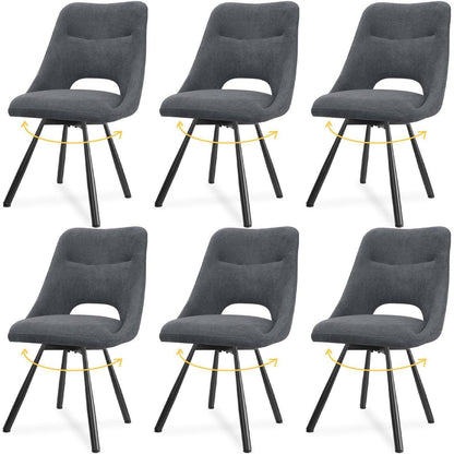 Drehbare Esszimmerstühle Set 6 – Dunkelgrau, Ergonomisch & Robust