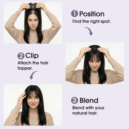 Echthaar Topper mit Pony – Volumen & natürliche Fülle