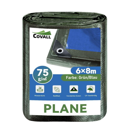 Abdeckplane Blau 6x8m – Reißfest, UV-Schutz & Rostfreie Ösen