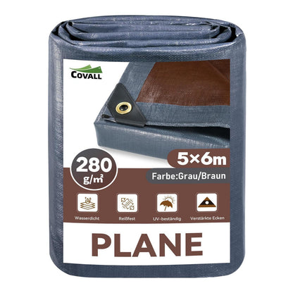 Schwere Abdeckplane 5x6m | 280g/m² | Reißfest & Wasserdicht