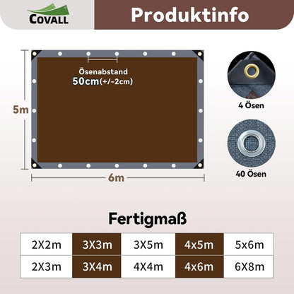 Schwere Abdeckplane 5x6m | 280g/m² | Reißfest & Wasserdicht