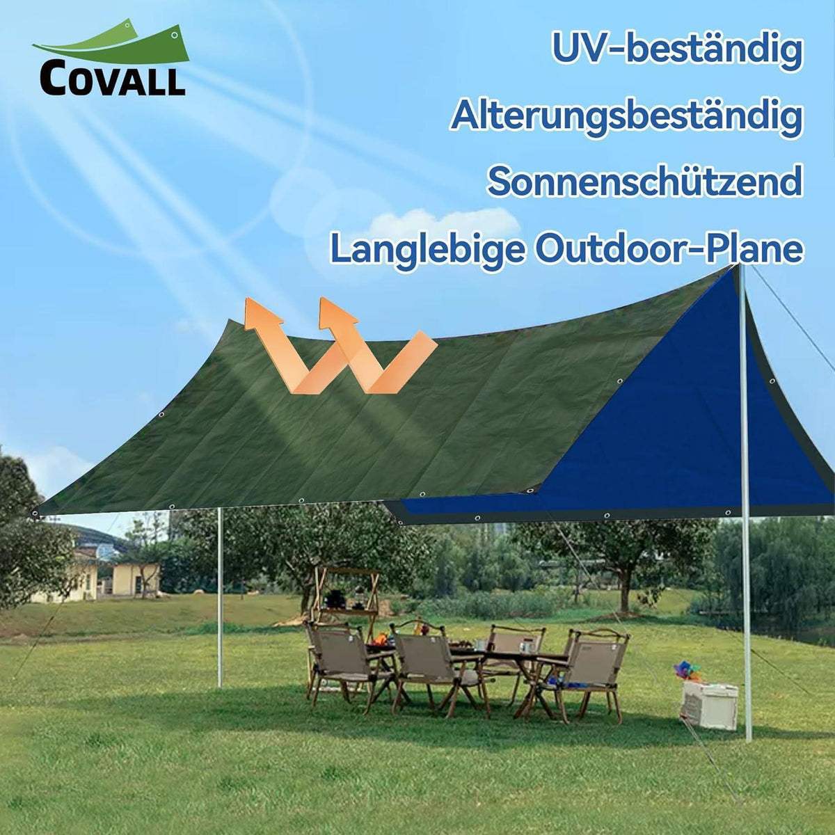 Abdeckplane Blau 8x10m – Reißfest, UV-Schutz & Rostfreie Ösen
