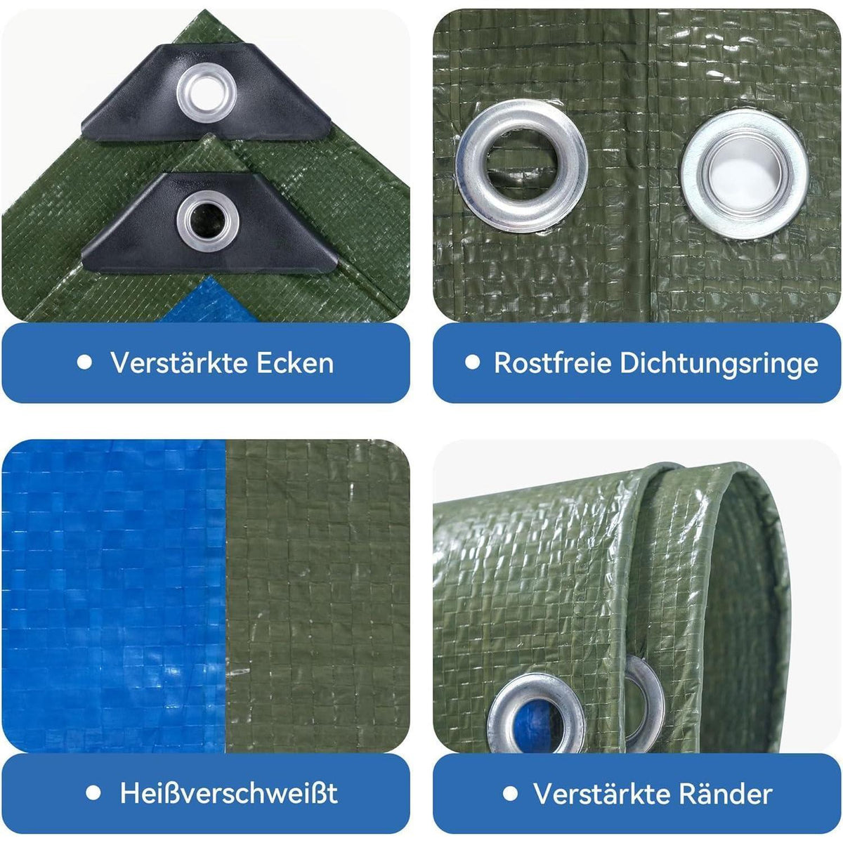Abdeckplane Blau 8x10m – Reißfest, UV-Schutz & Rostfreie Ösen