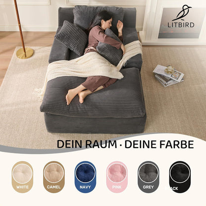 160cm Chaiselongue Sofa mit Schlafsofa Funktion – Grau
