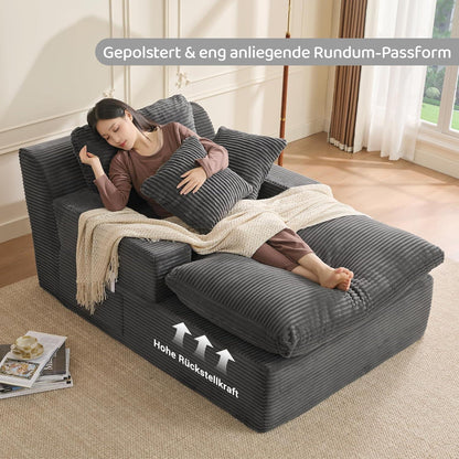 160cm Chaiselongue Sofa mit Schlafsofa Funktion – Grau