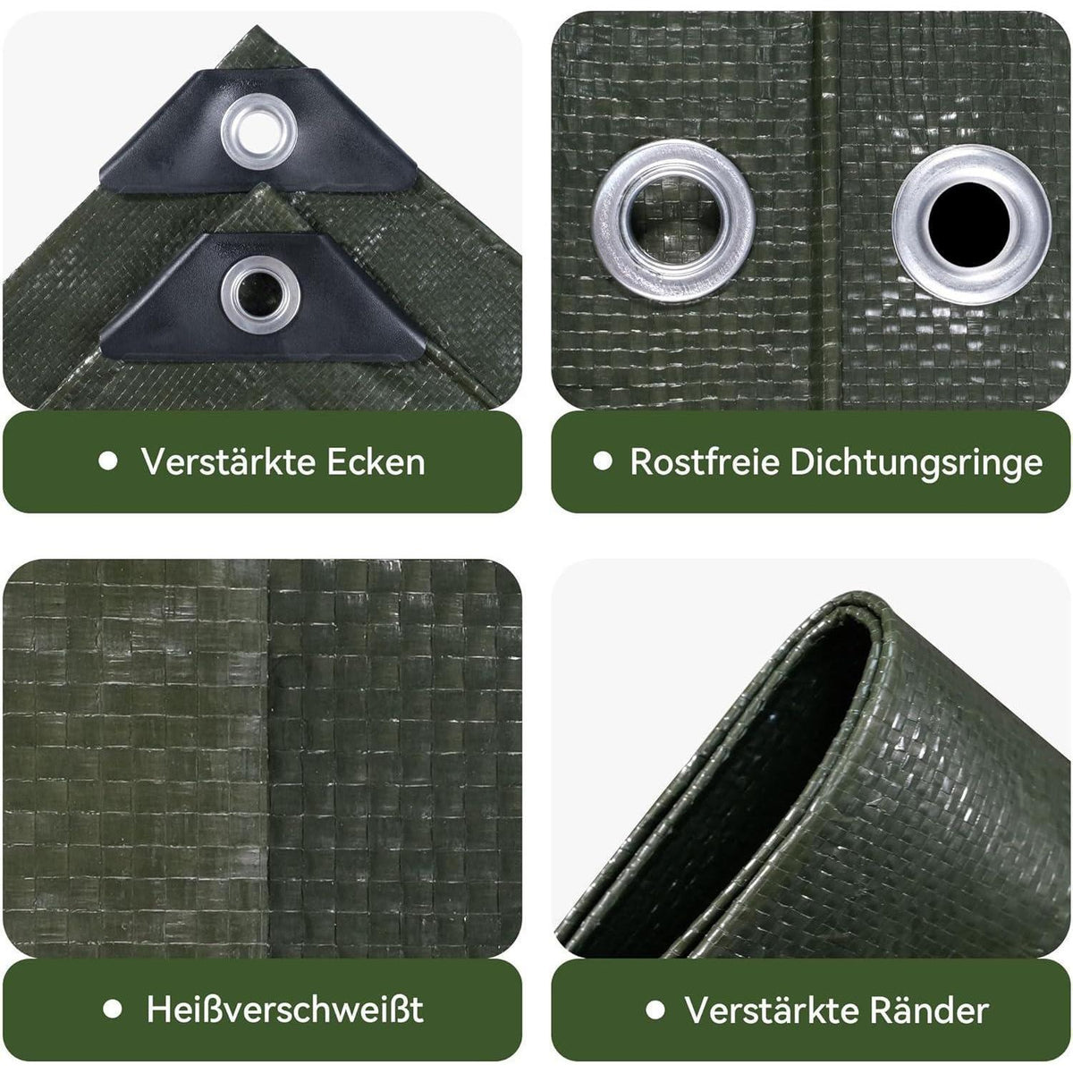 Grüne Abdeckplane 6x10m | Wasserdicht, UV-beständig & Reißfest