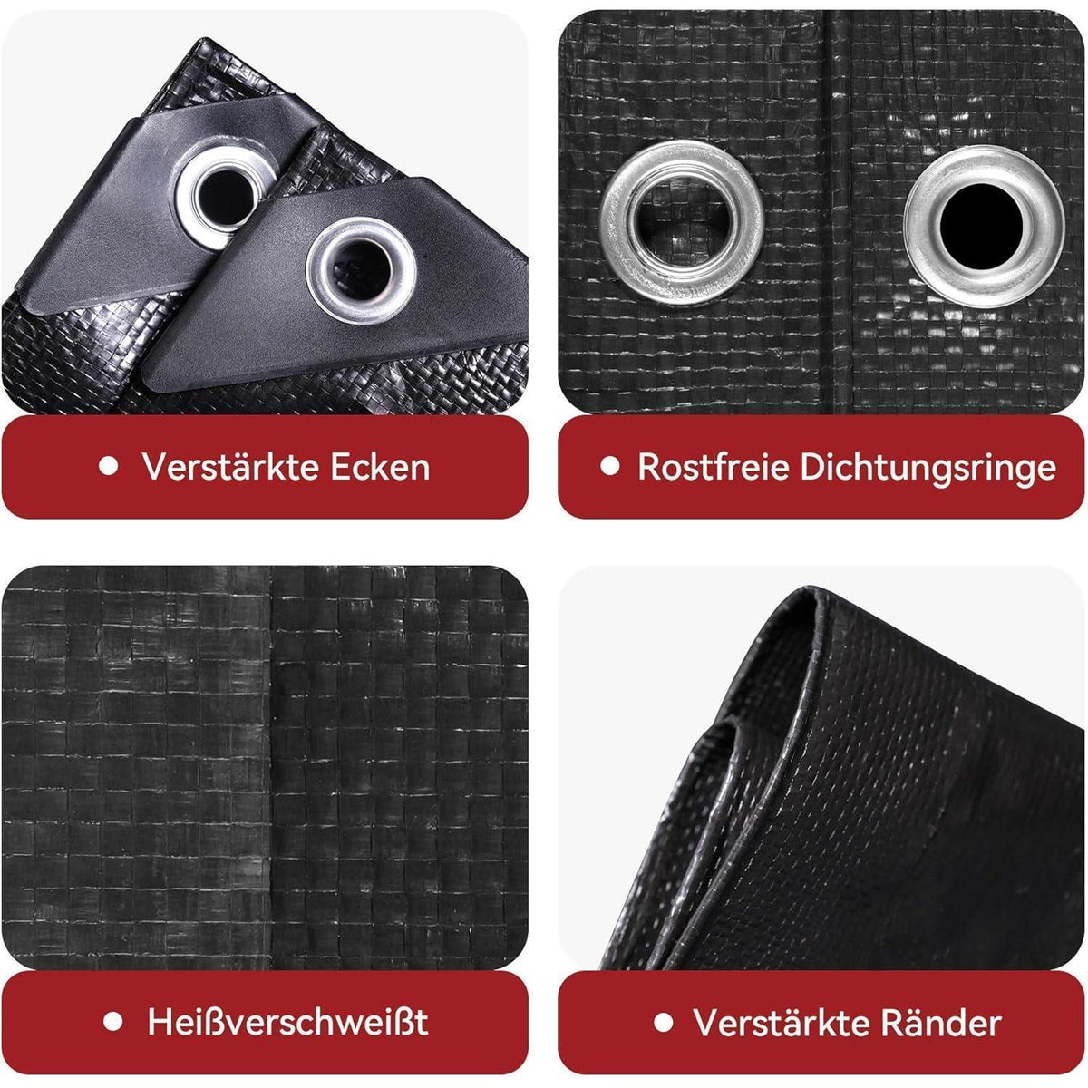 Abdeckplane 8x10m Schwarz | Wasserdicht, UV-Beständig & Reißfest
