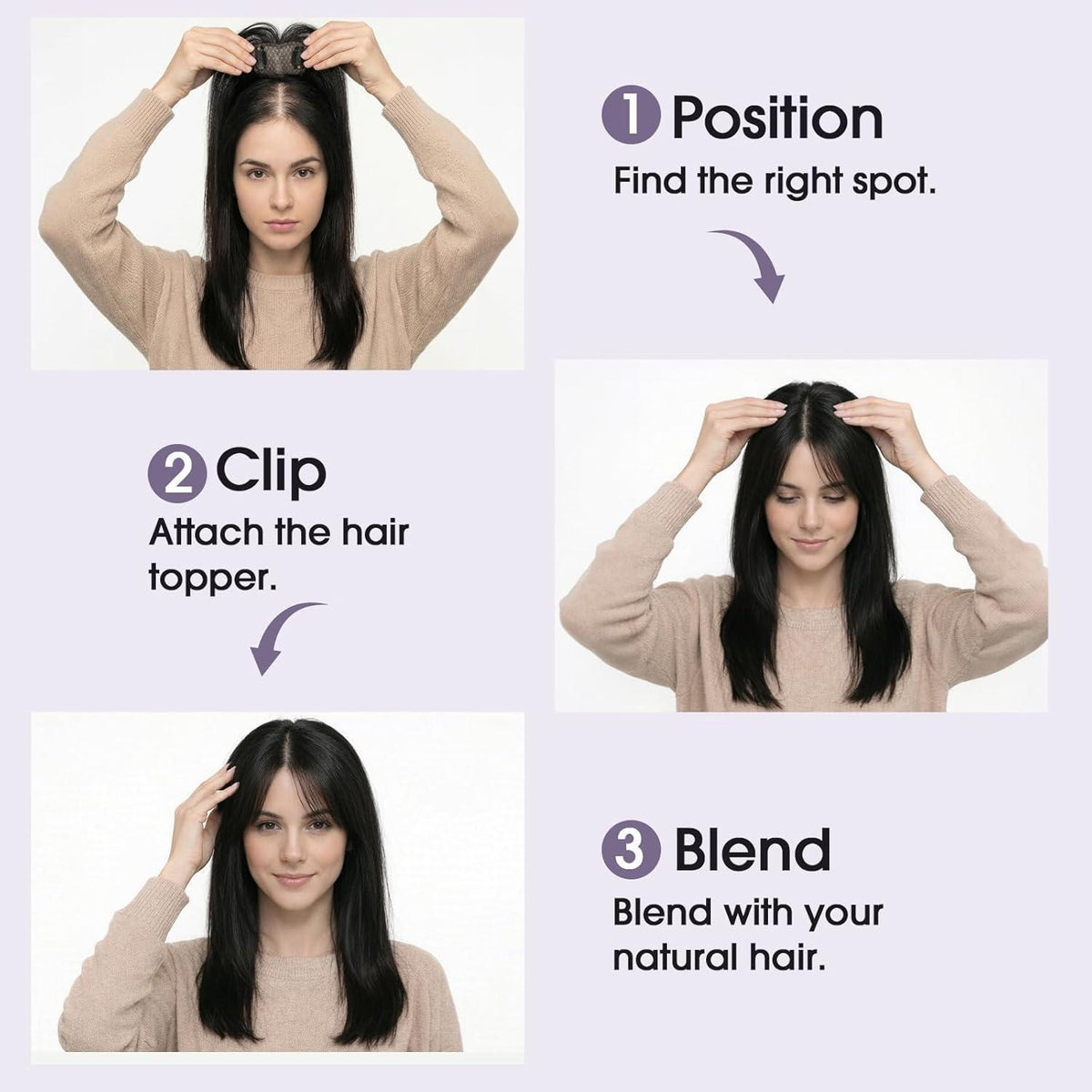 Echthaar Topper mit Pony – Volumen & natürliche Verdichtung