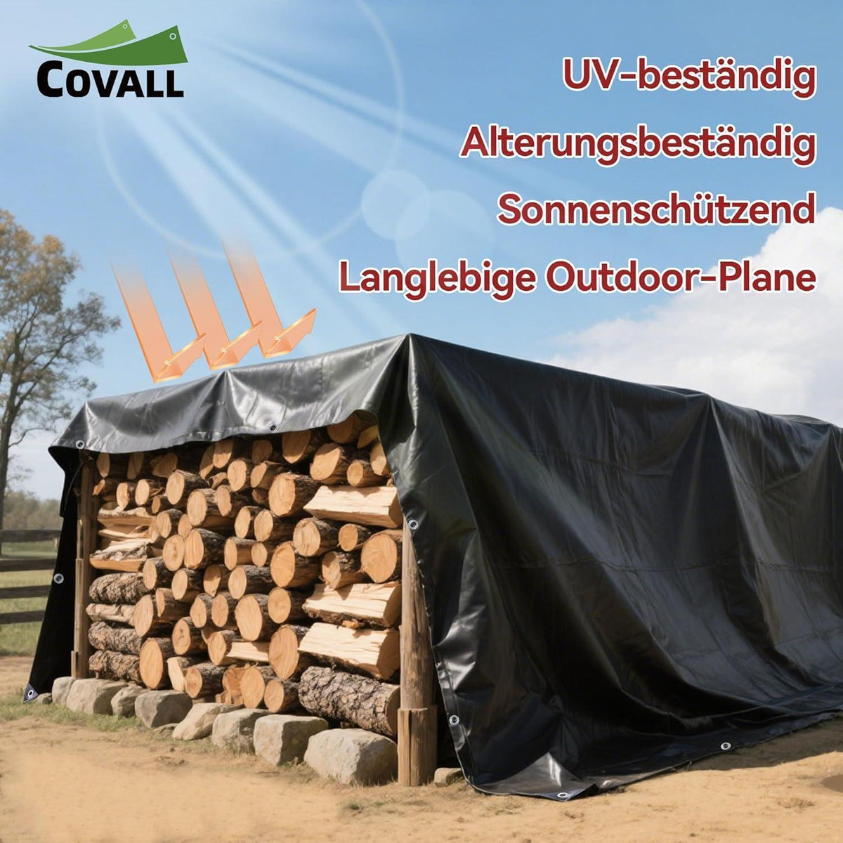 Abdeckplane 5x6m Schwarz | Wasserdicht & Reißfest für Garten, Camping & Auto